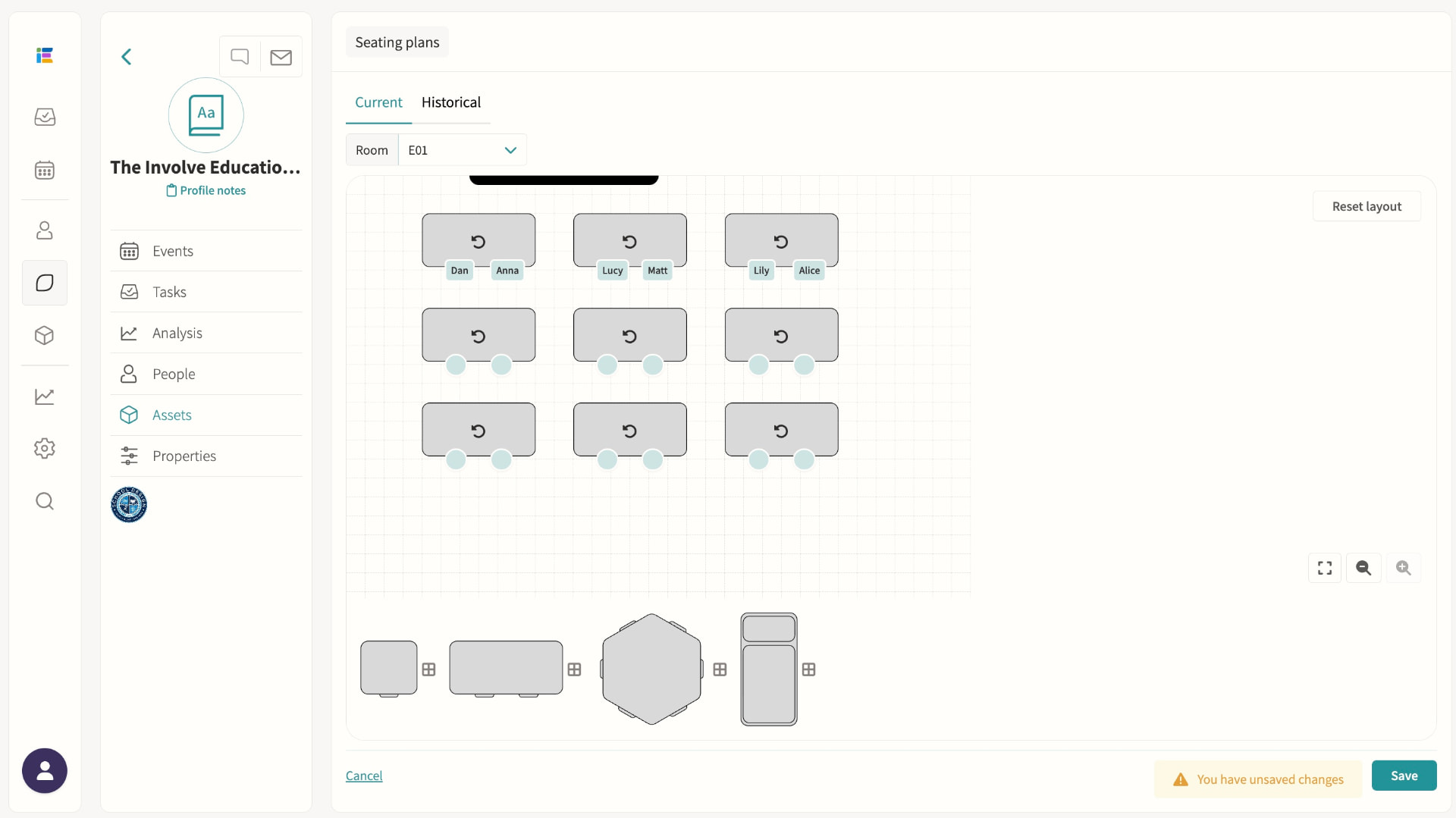 Seating plans screenshot