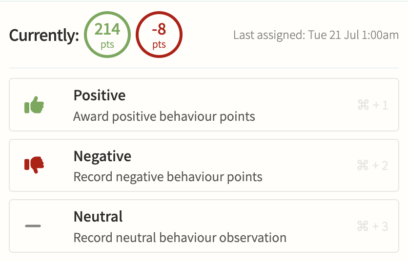 Behaviour screenshot