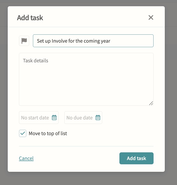 Personal task inbox screenshot