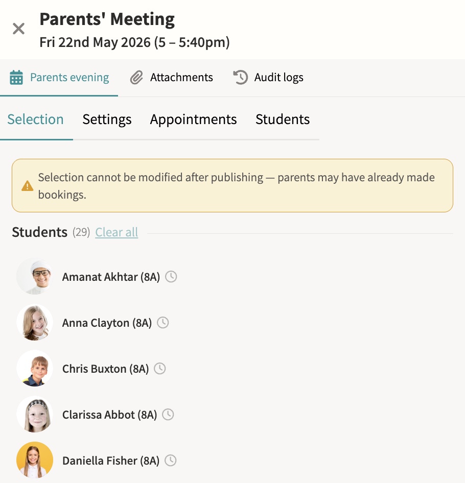 Parents' evenings & meetings screenshot