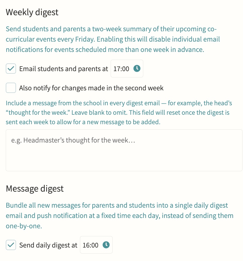 Digest emails screenshot